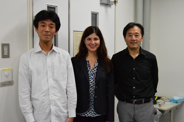 Dr. Yutaka Hashimoto (left), Prof. Ileana Cristea (center), and Prof. Naoto Ueno (right)